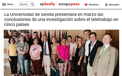 EuropaPress: La Universidad de Sevilla presentará en marzo las conclusiones de una investigación sobre el teletrabajo en cinco países